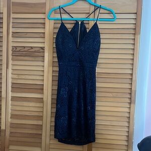 Elegant Navy Lace Dress